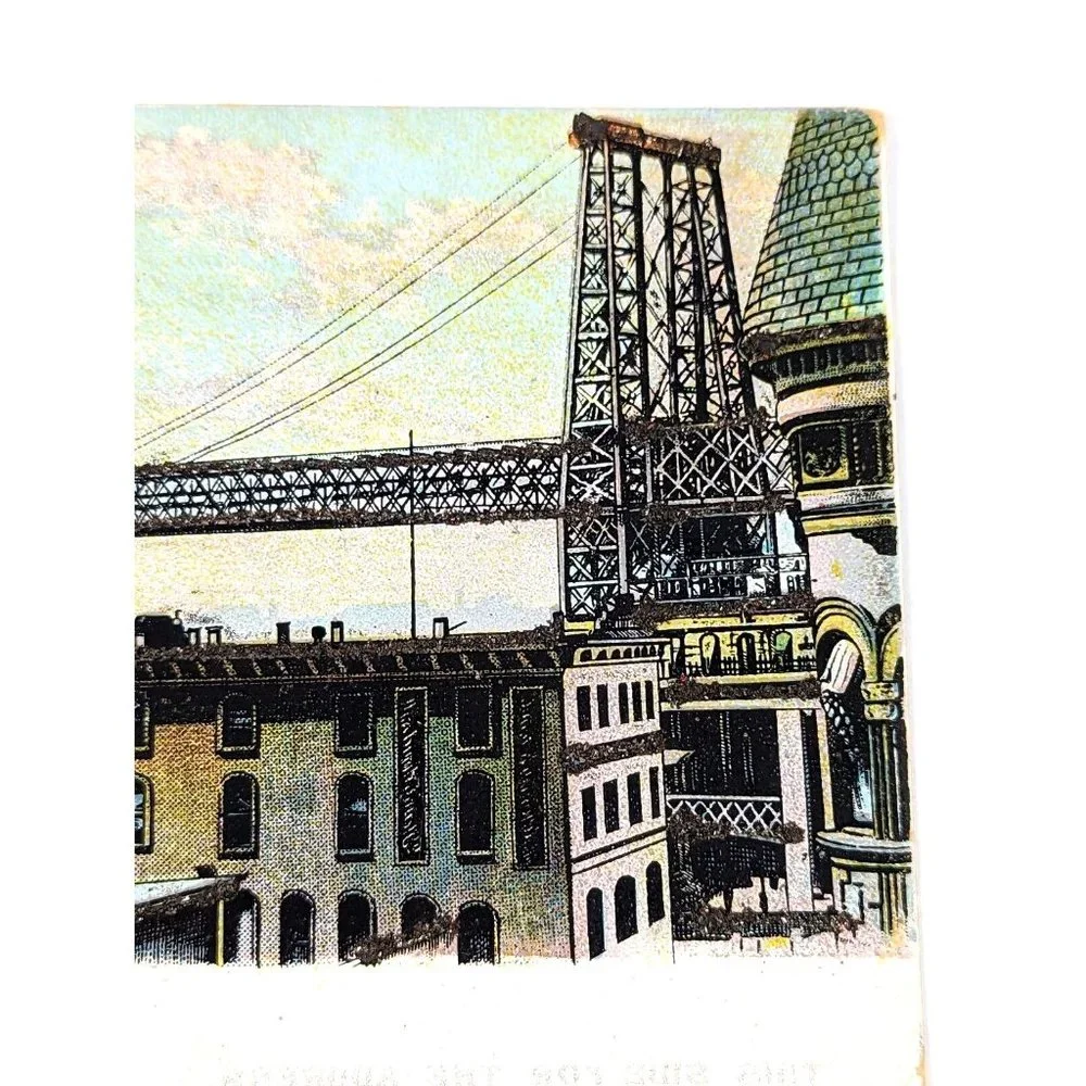 Vintage Postcard Williamsburg Bridge New York City Posted Stamped 1907‎ USA